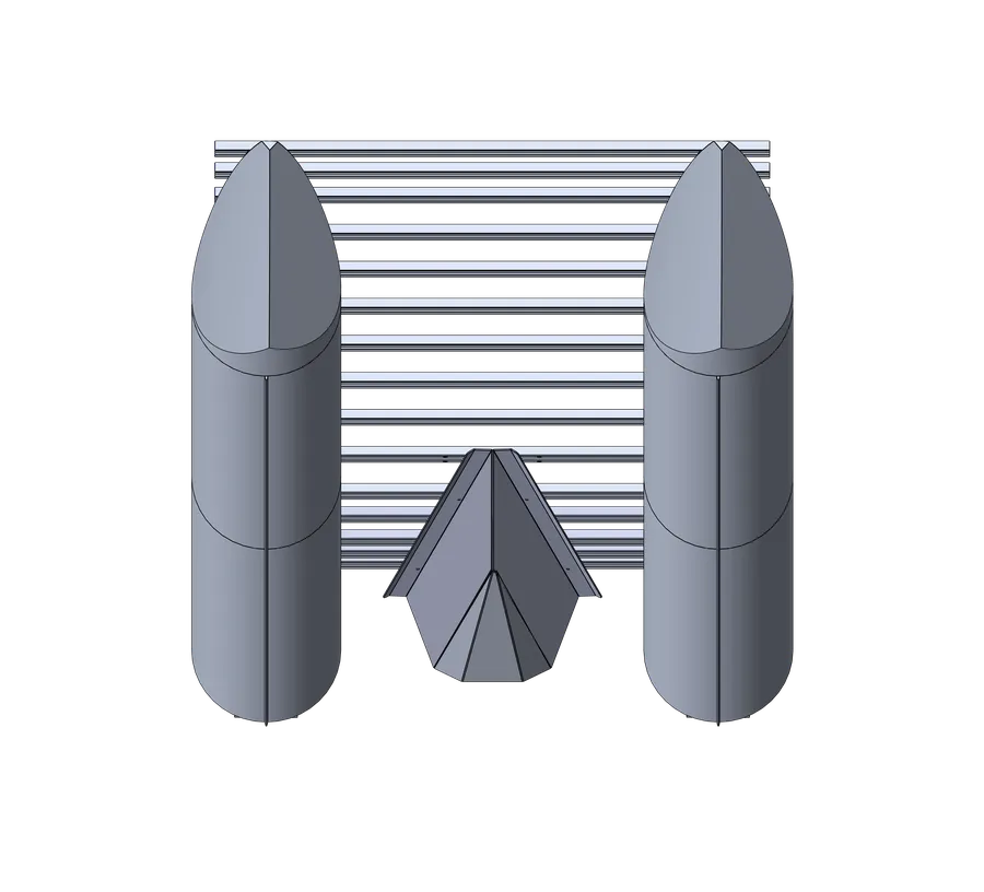 Bentley 2-tube hull front view